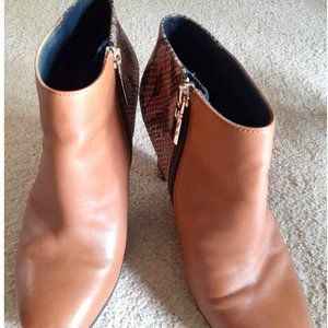 EUC Tommy Hilfiger Brown Leather - Snakeskin Heeled Bootie, 38